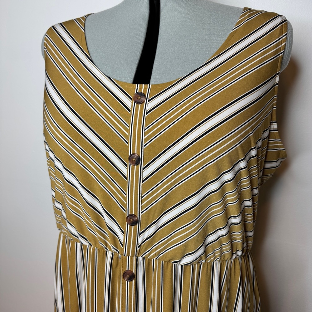 Maurice’s Mustard Striped Maxi Dress Button Front - Picture 3 of 6